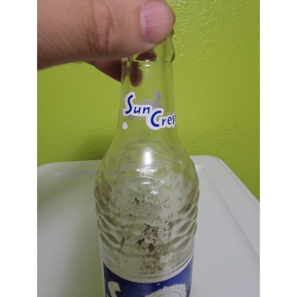 Rare Vintage Antique Soda Pop Glass Bottle Sun Crest Blue Label Clear Atlanta‎ - Picture 3 of 7